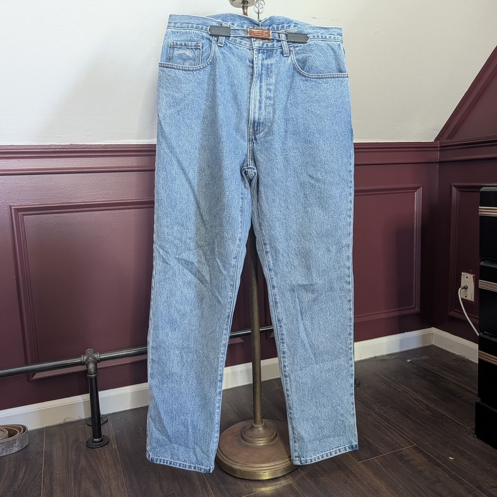 FACONNABLE Vintage Logo Embroidered Light Blue Men's Straight-Leg Denim Jeans
